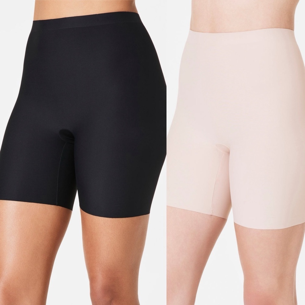 🌻NEW NWOT SPANX SET OF TWO (2) Black & Nude Power Short #2744  Both Size Small